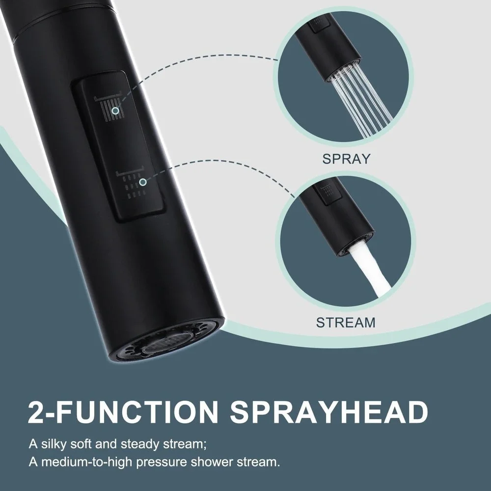 Black Kitchen Faucet Pull Down Sprayer Stainless Steel High Arc Sink Faucet